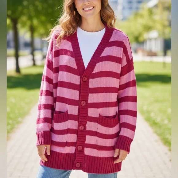 LuLaRoe Striped Cardigan - Size Large - Picture 1 of 5